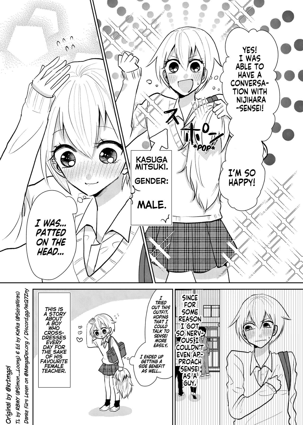 Page 4 Chapter Unknown_6b6e A Story about a boy who crossdresses every day for the sake of his favourite female teacher.