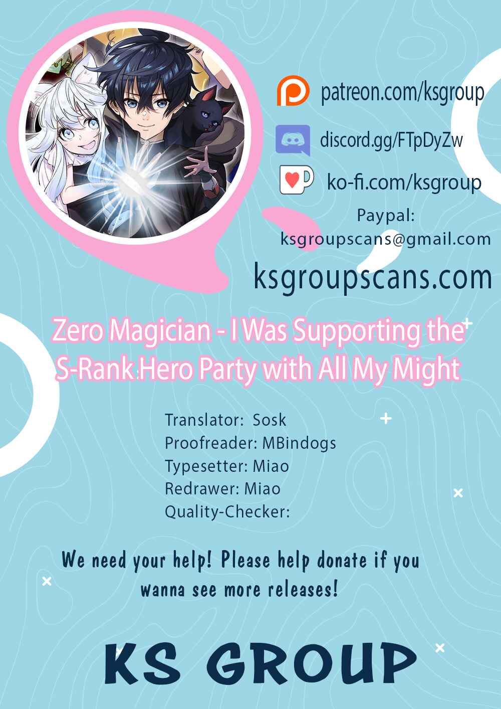 Page 1 Chapter 2 Zero no Majutsushi ~S-Rank Yuusha Party wo Zenryoku de Support Shiteita no ni Tsuihousareta Saikyou no Majutsushi wa Party Kyoufushou ni Natta no de Zenryoku de Ohitori-sama Musou wo Hajimeru Koto ni Shimashita~