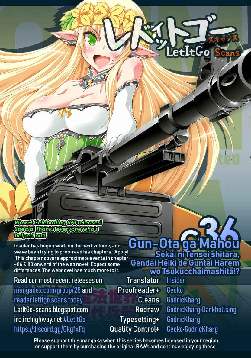 Page 1 Chapter 36 Gun-Ota ga Mahou Sekai ni Tensei shitara, Gendai Heiki de Guntai Harem wo Tsukucchaimashita!?