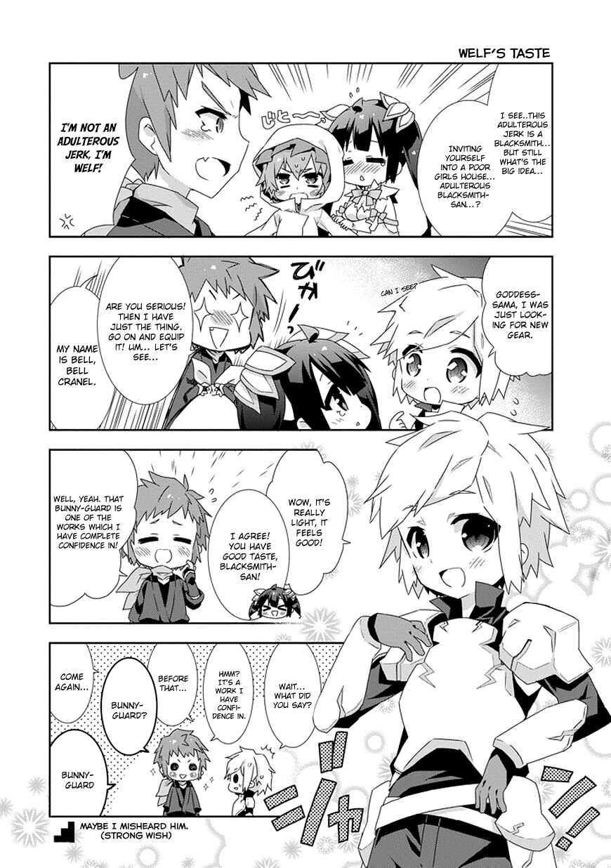 Page 4 Chapter 13 Is It Wrong to Try to Pick Up Girls in a Dungeon? Four-Panel Comic: Days of Goddess