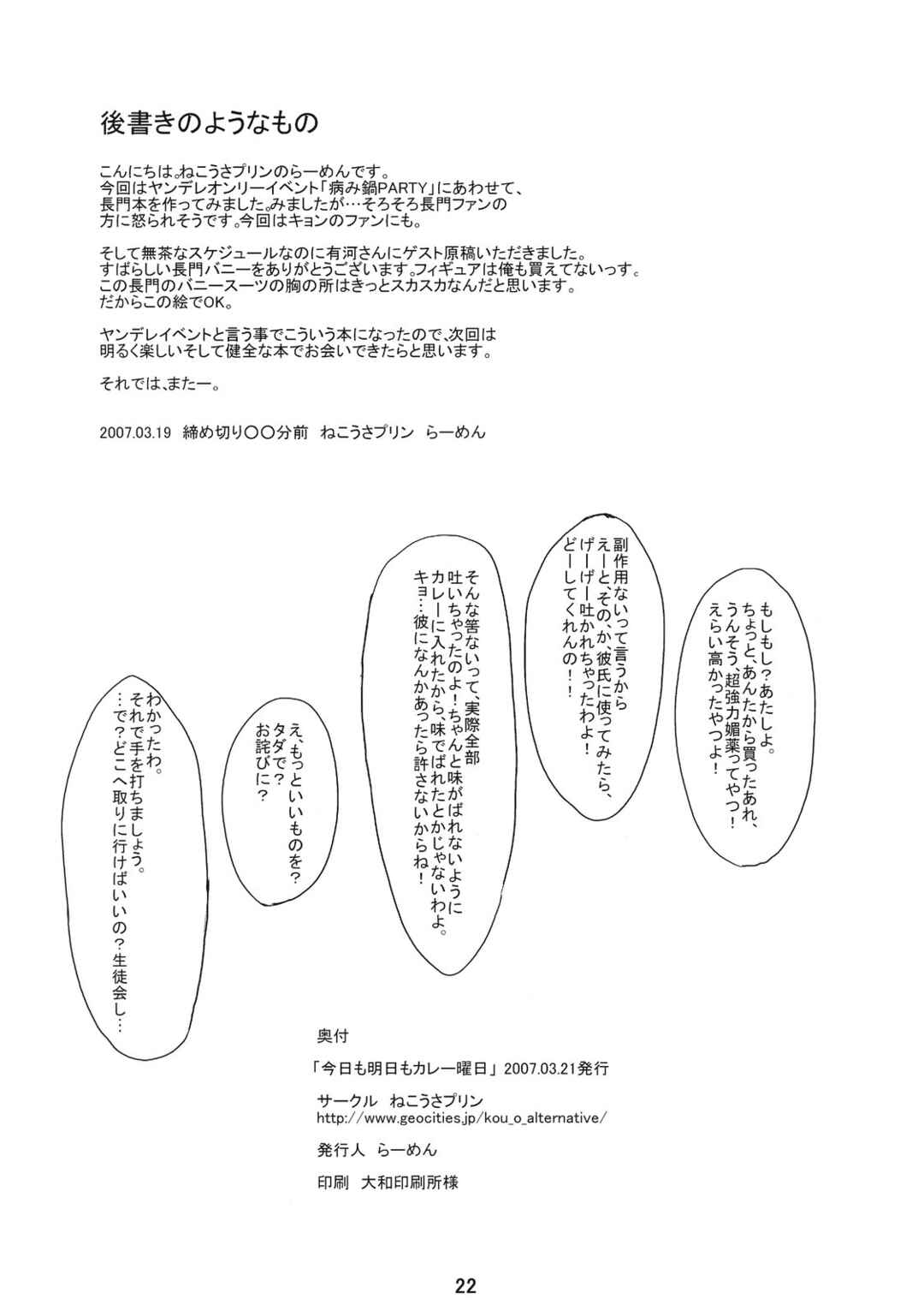 Page 22 Chapter Unknown_9997 Suzumiya Haruhi no Yuuutsu - Kyou mo Ashita mo Curry Youbi (Doujinshi)