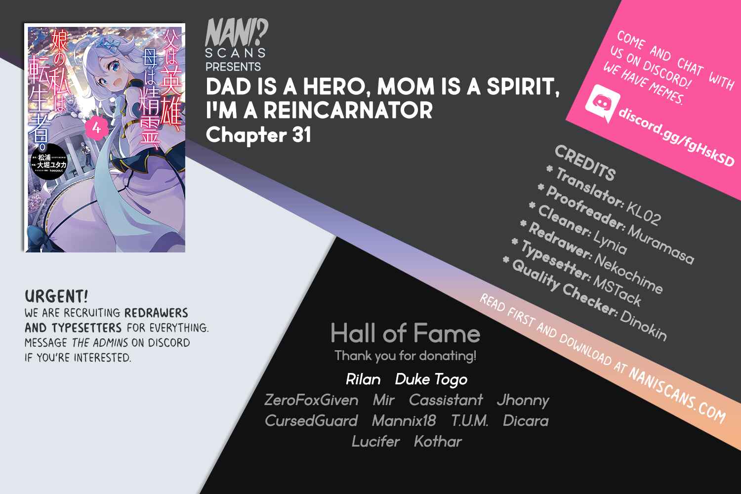 Page 1 Chapter 31 Reincarnated as the Daughter of the Legendary Hero and the Queen of Spirits