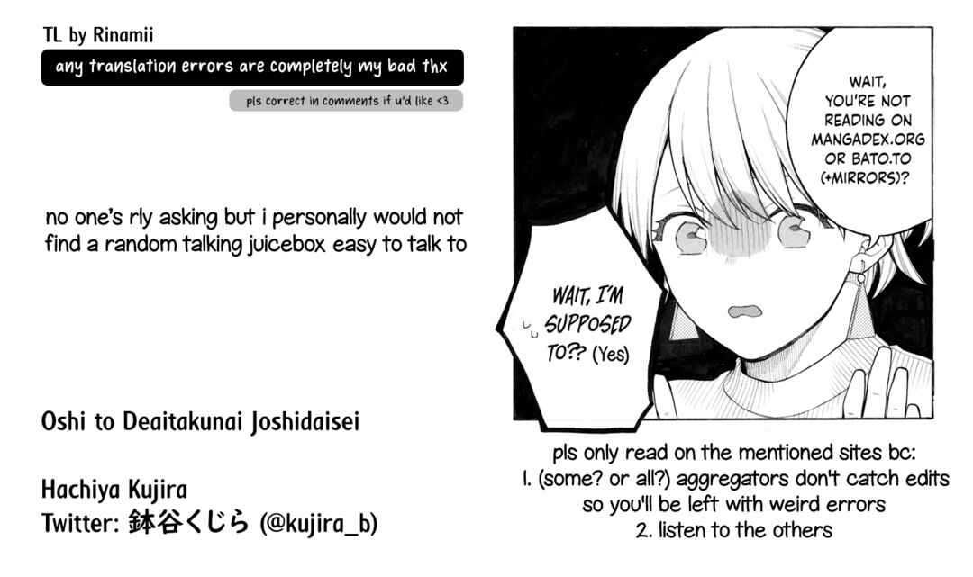 Page 7 Chapter 9 Oshi to Deaitakunai Joshidaisei