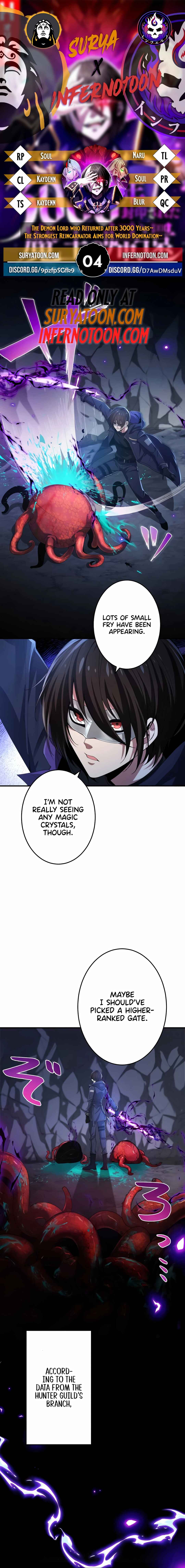 Page 1 Chapter 4 3000-Nen Fuuin Sareta Maou no Kikan ~Saikyou no Tenseisha wa Sekai Seifuku wo Mezasu~
