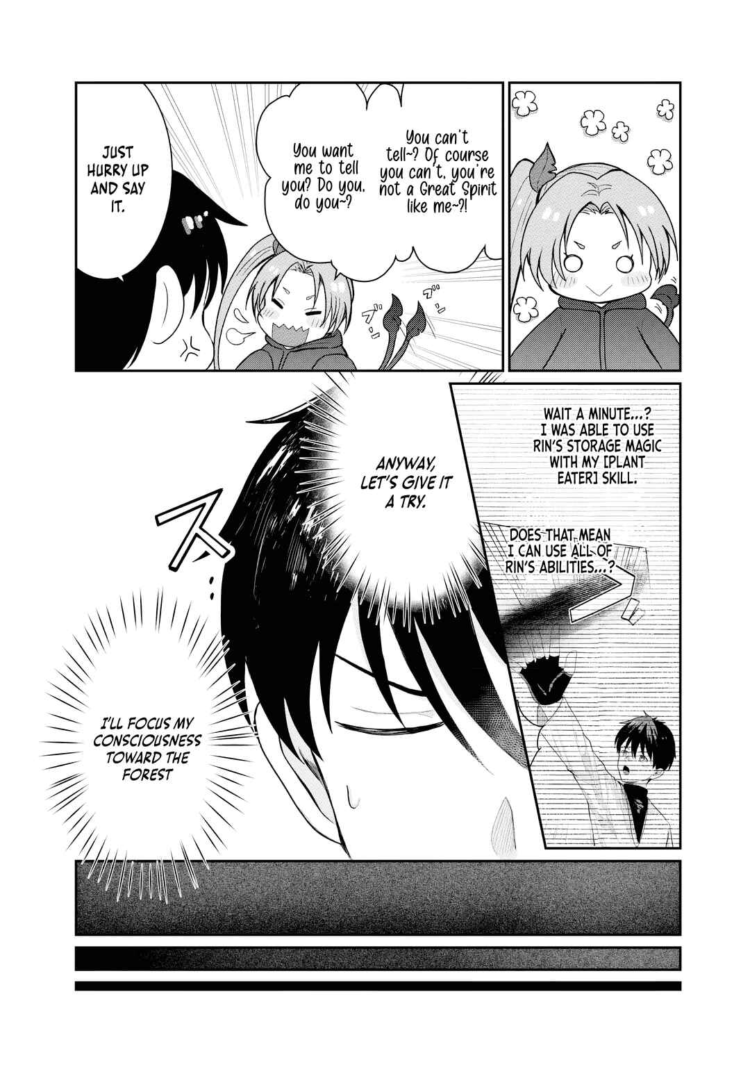 Page 4 Chapter 4 Sono Hen no Kusa demo Kuttoke to Tsuihou Sareta Munou Skill [Shokubutsugui] Mochi Tenseisha, Elf no Sato de Maboroshi no Shokubutsu wo Tabete Musou Suru