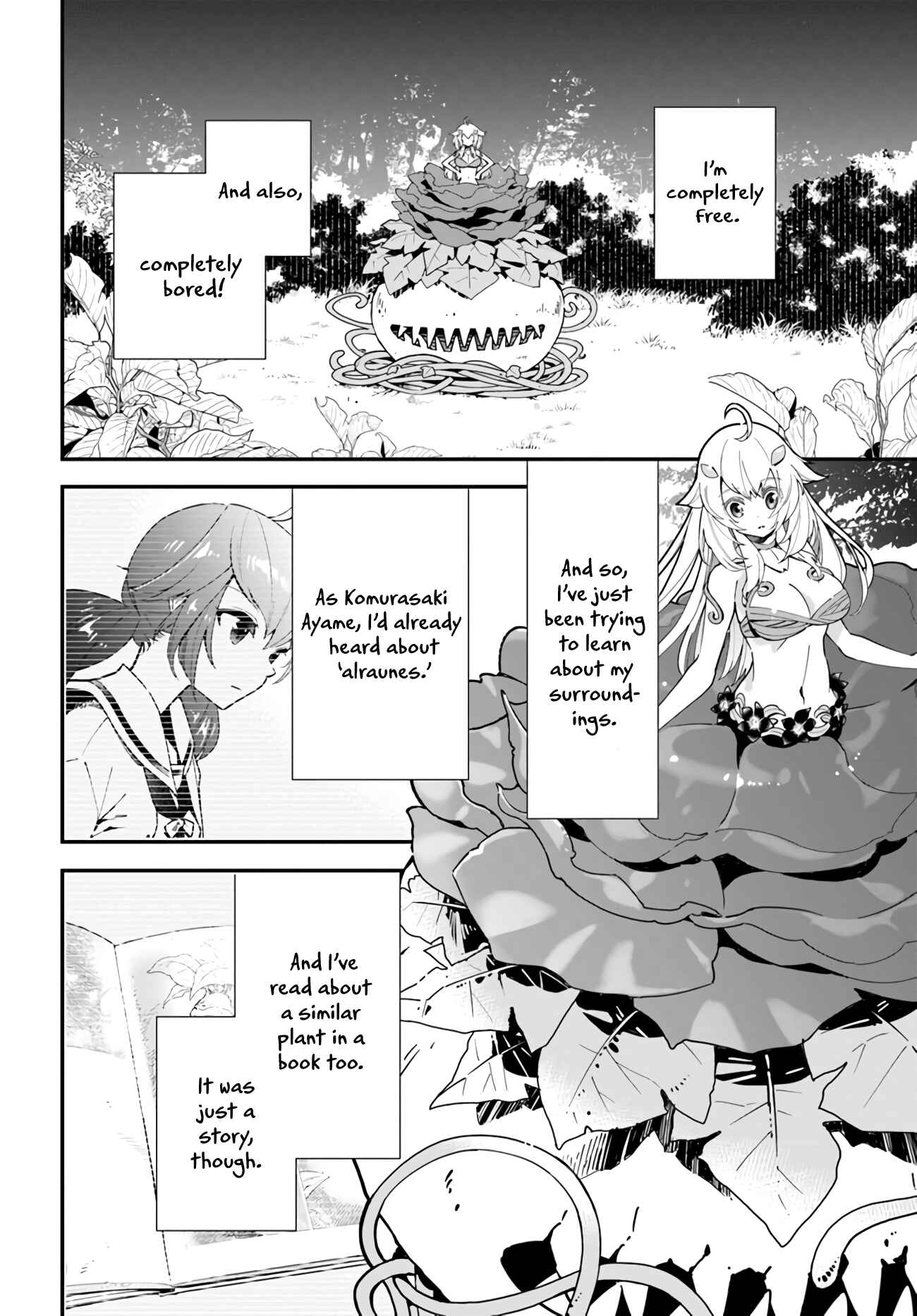 Page 5 Chapter 2 Shokubutsu Monster Musume Nikki ~Seijo datta Watashi ga Uragirareta Hate ni Aruraune ni Tensei Shite Shimatta node, kore kara wa Kougousei wo Shinagara Shizuka ni Shokubutsu Life wo Sugoshimasu~
