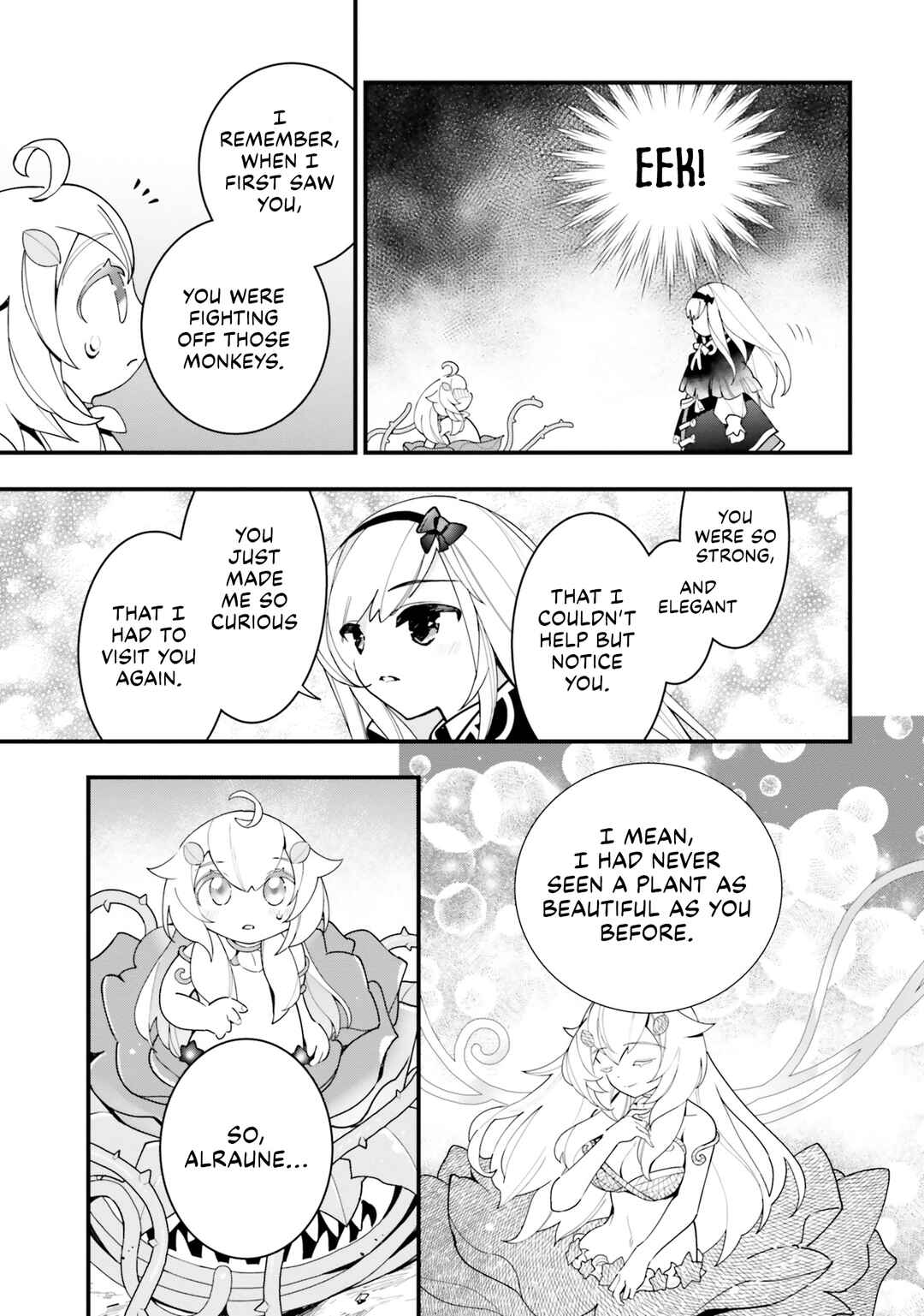 Page 12 Chapter 15 Shokubutsu Monster Musume Nikki ~Seijo datta Watashi ga Uragirareta Hate ni Aruraune ni Tensei Shite Shimatta node, kore kara wa Kougousei wo Shinagara Shizuka ni Shokubutsu Life wo Sugoshimasu~