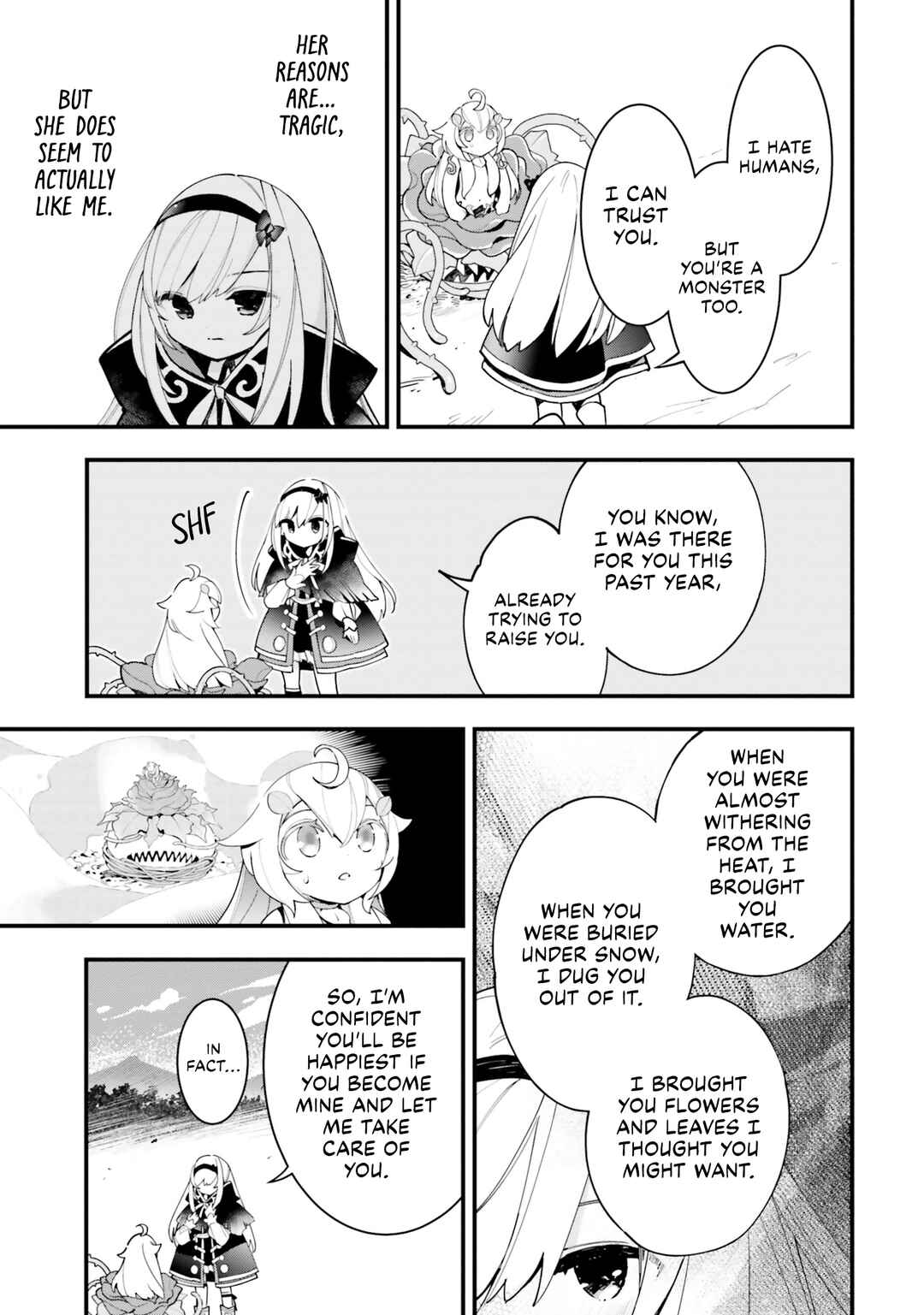 Page 14 Chapter 15 Shokubutsu Monster Musume Nikki ~Seijo datta Watashi ga Uragirareta Hate ni Aruraune ni Tensei Shite Shimatta node, kore kara wa Kougousei wo Shinagara Shizuka ni Shokubutsu Life wo Sugoshimasu~