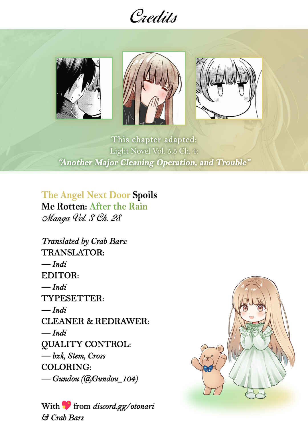 Page 16 Chapter 28 Otonari no Tenshi-sama ni Itsunomanika Dame Ningen ni Sareteita Ken: after the rain
