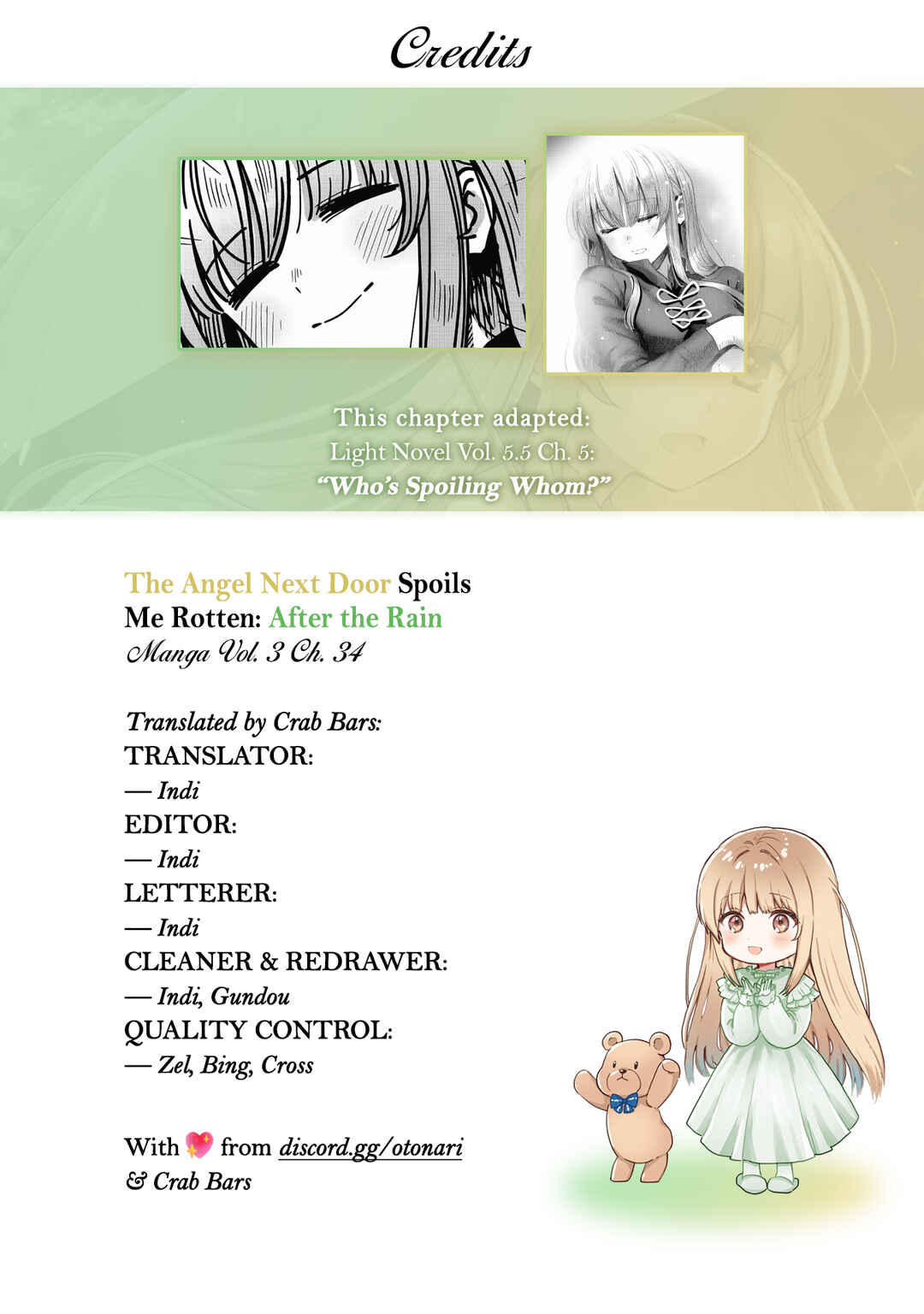 Page 14 Chapter 34 Otonari no Tenshi-sama ni Itsunomanika Dame Ningen ni Sareteita Ken: after the rain