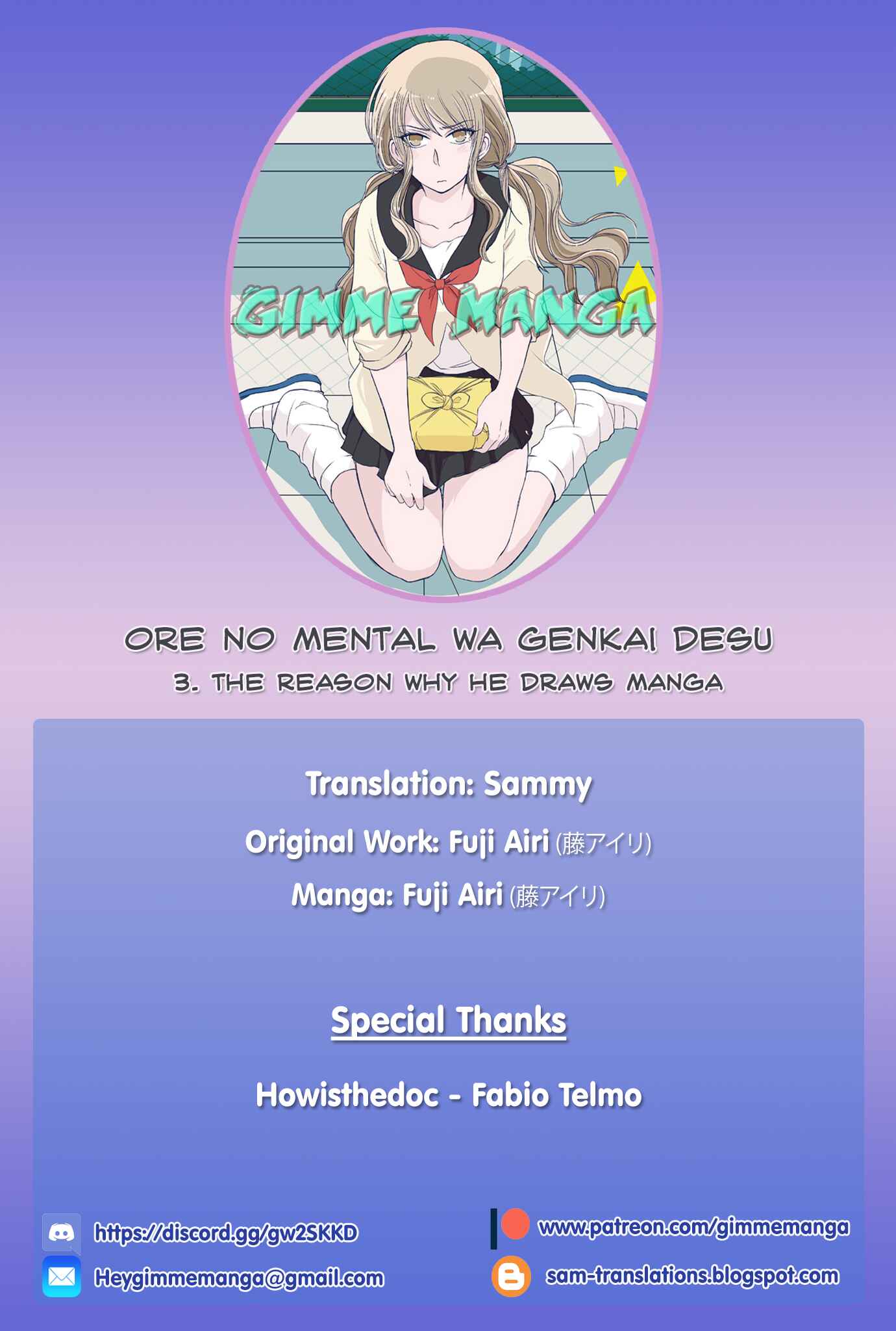 Page 1 Chapter 3 Ore no Mental wa Genkai desu