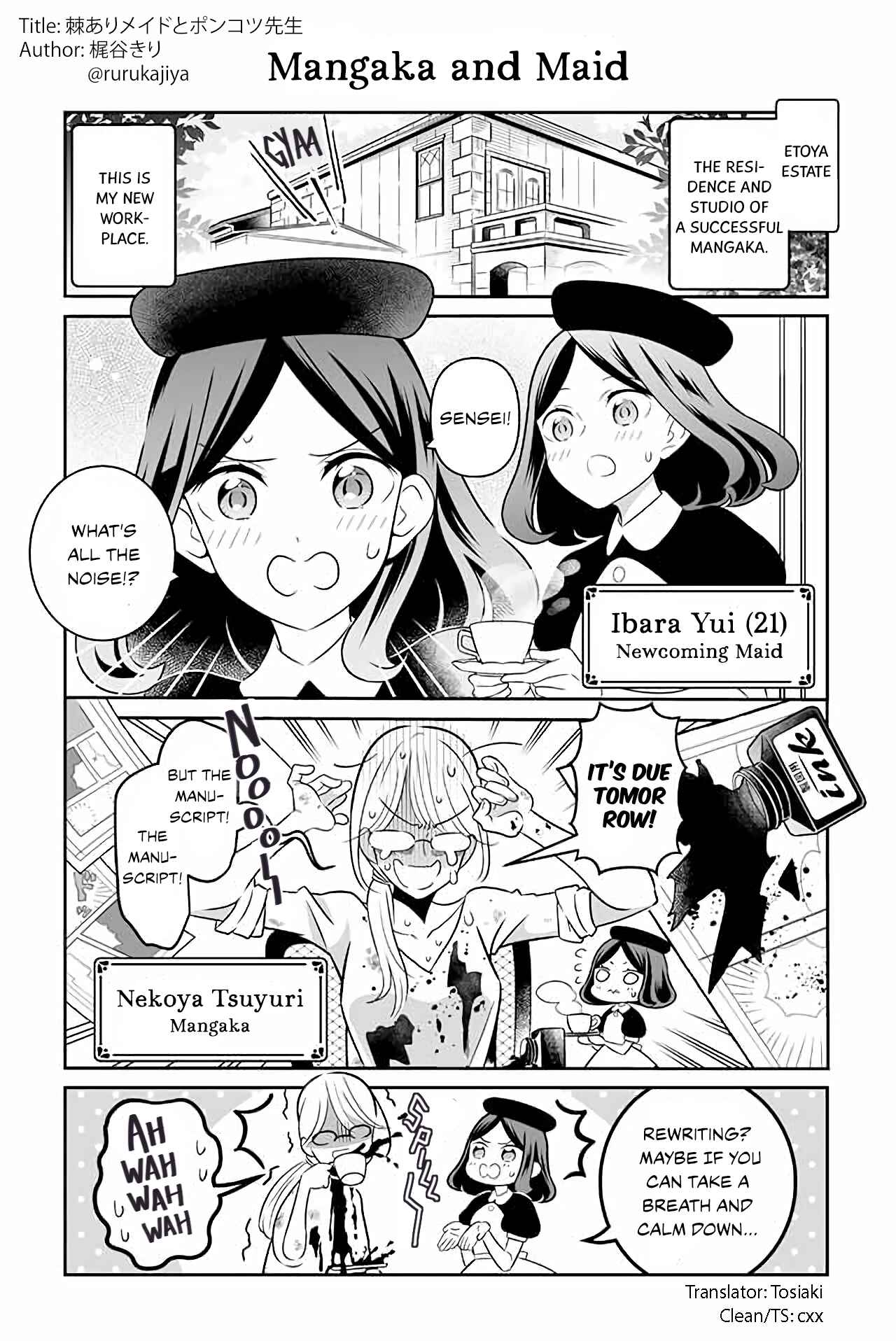 Page 1 Chapter 1 The Prickly Maid and Clumsy Mangaka