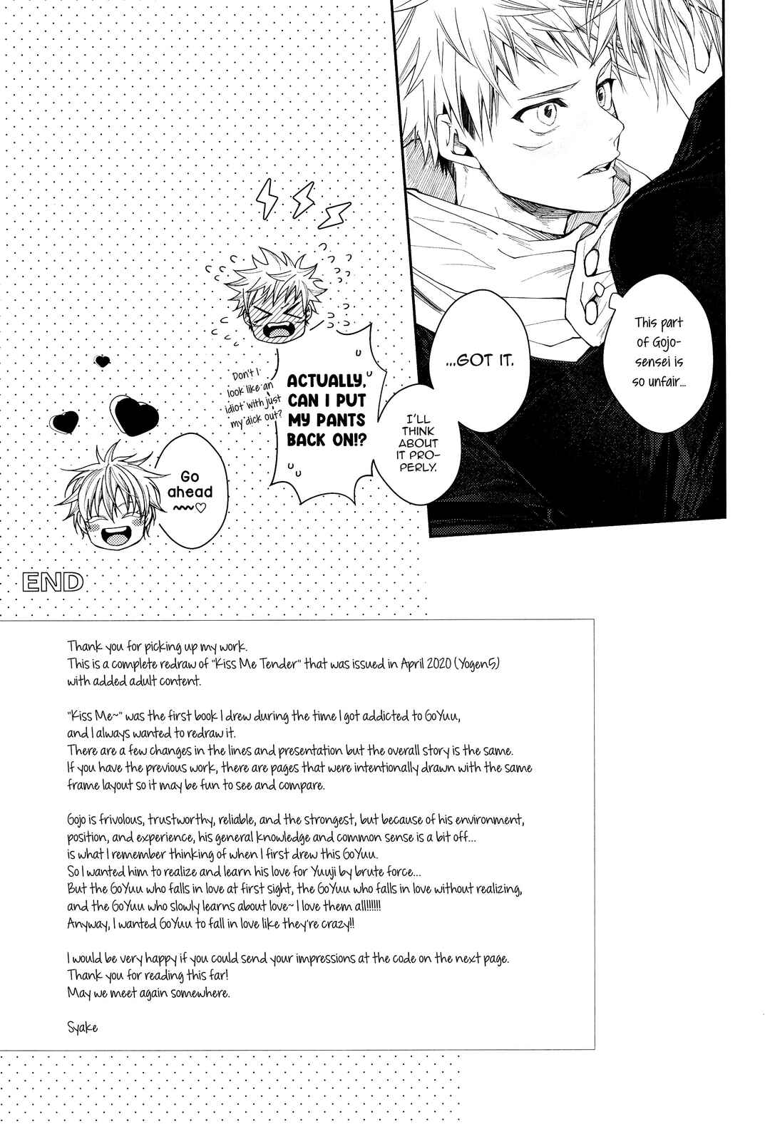 Page 26 Chapter Unknown_0a6a Jujutsu Kaisen - Kiss Me Tender Plus!! (Doujinshi)
