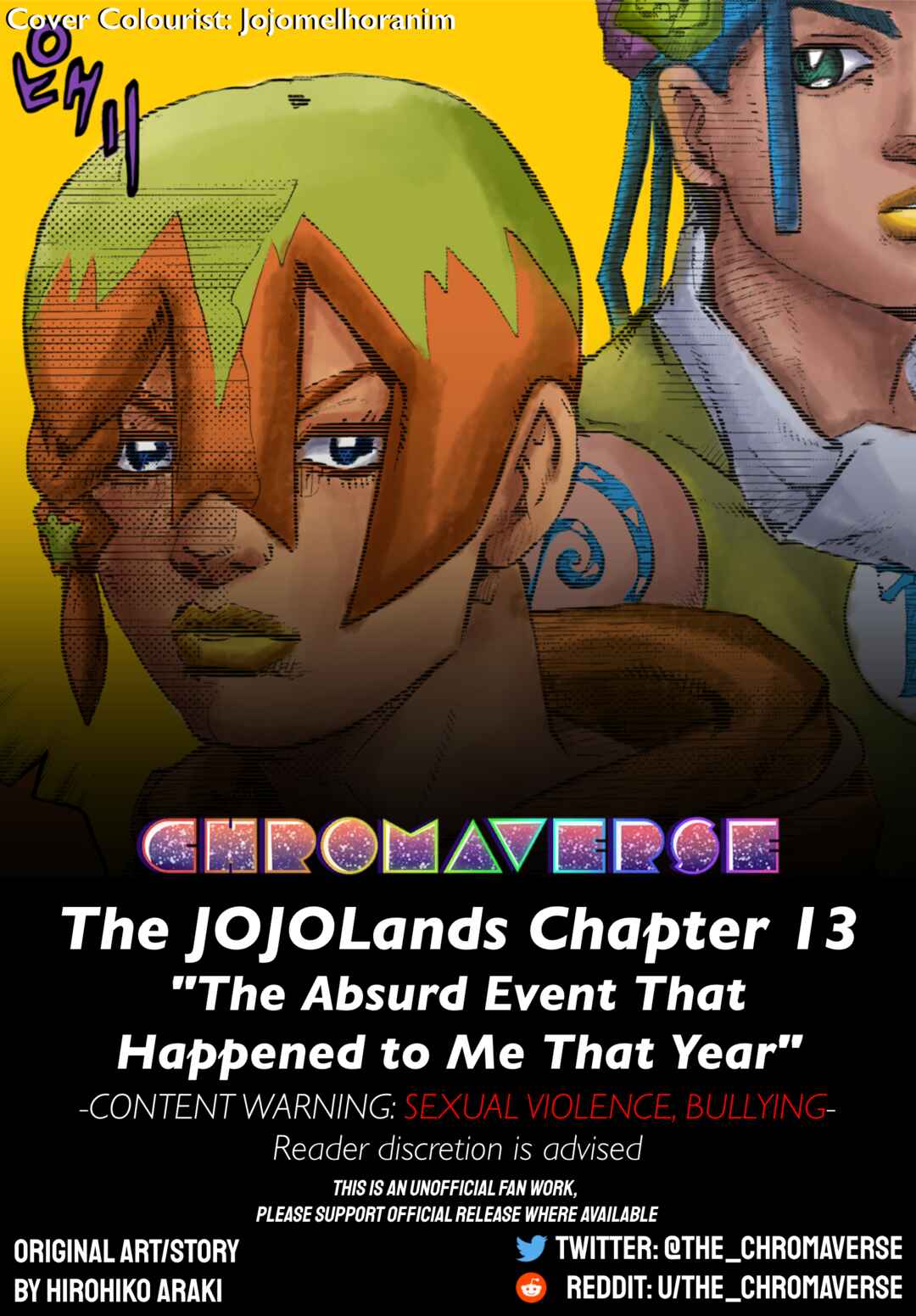 Page 1 Chapter 13 JoJos Bizarre Adventure Part 9 - The JOJOLands (Fan-Colored)