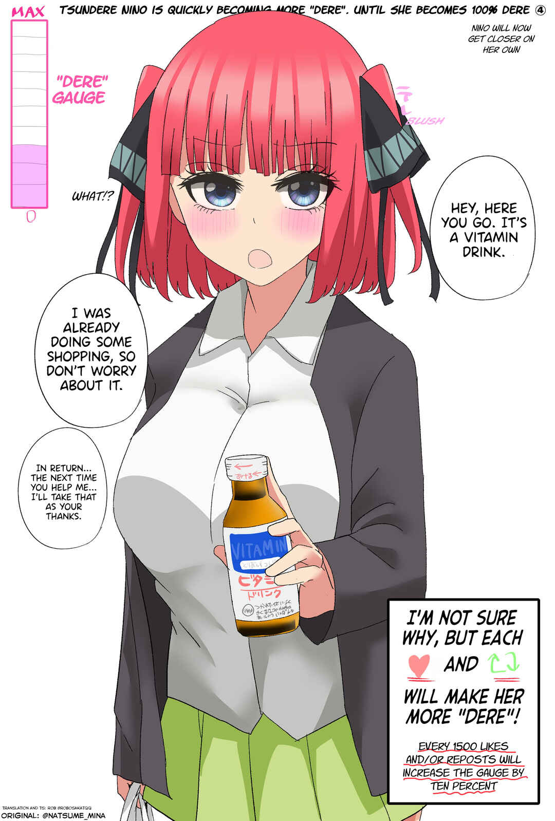 Page 1 Chapter 4 5Toubun no Hanayome - Tsundere Nino rapidly becomes more and more Dere through likes and reposts (Doujinshi)