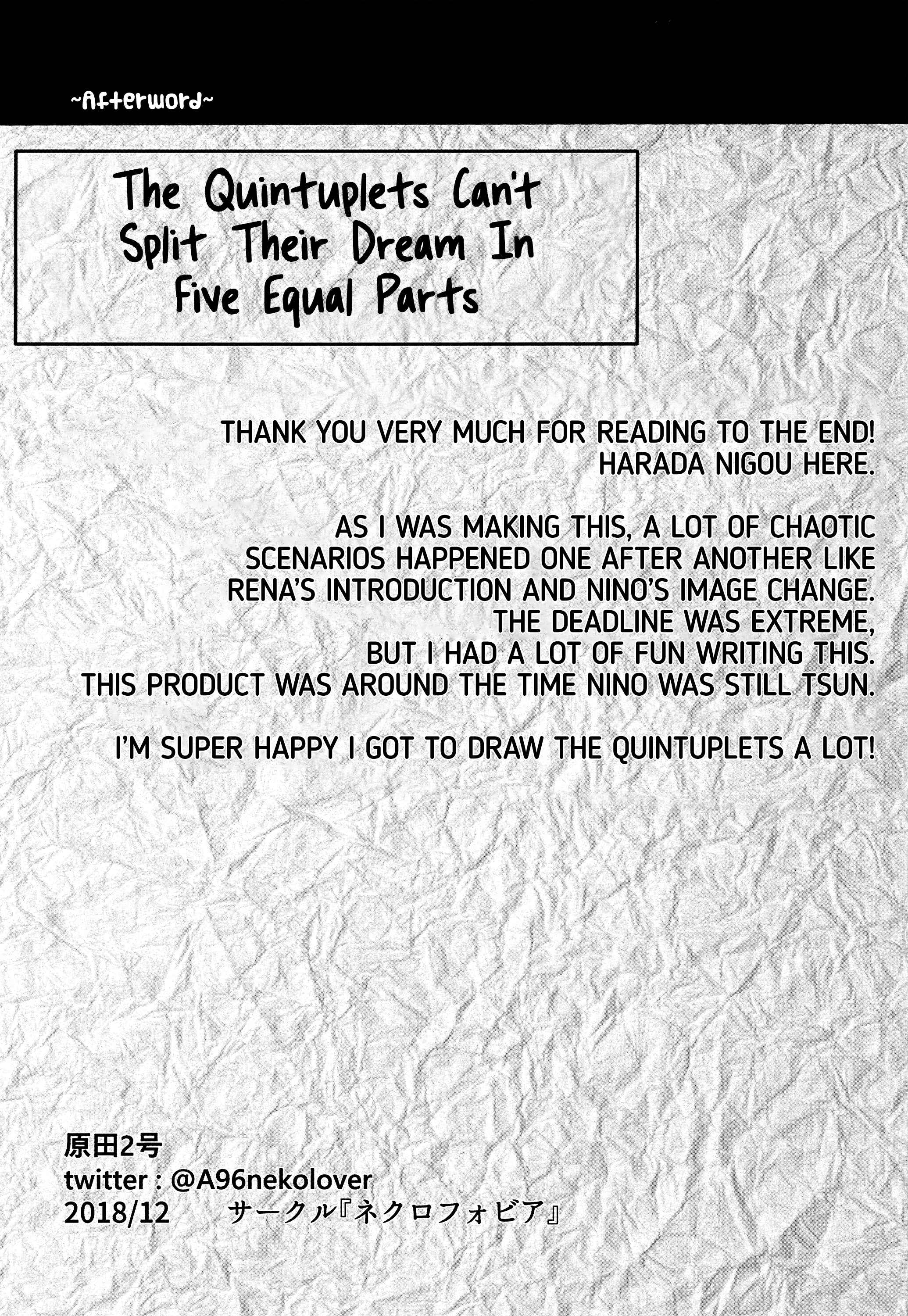 Page 26 Chapter Unknown_4e1f 5Toubun no Hanayome - The Quintuplets Cant Split Their Dream In Five Equal Parts (Doujinshi)