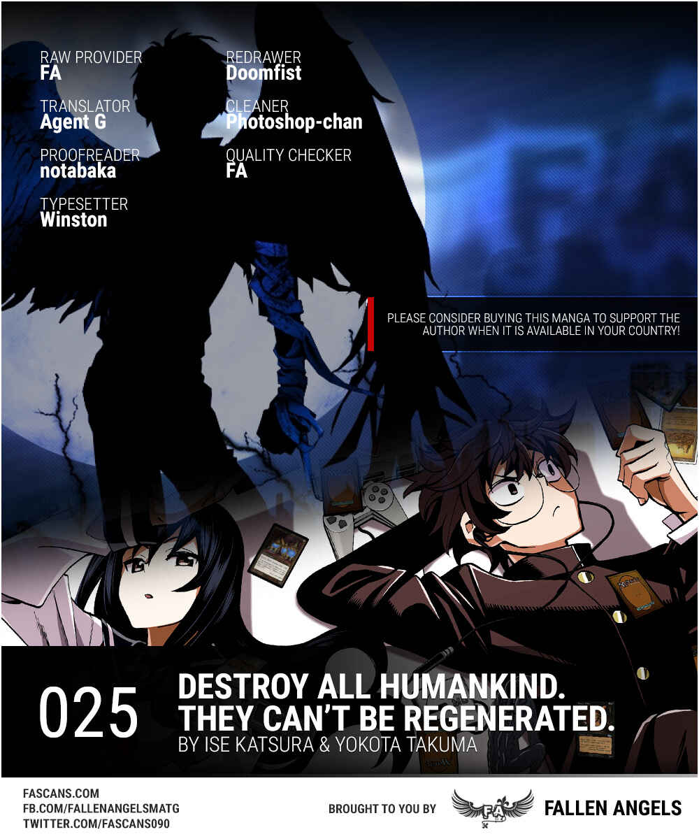Page 1 Chapter 25 Subete no Jinrui wo Hakai Suru. Sorera wa Saisei Dekinai.