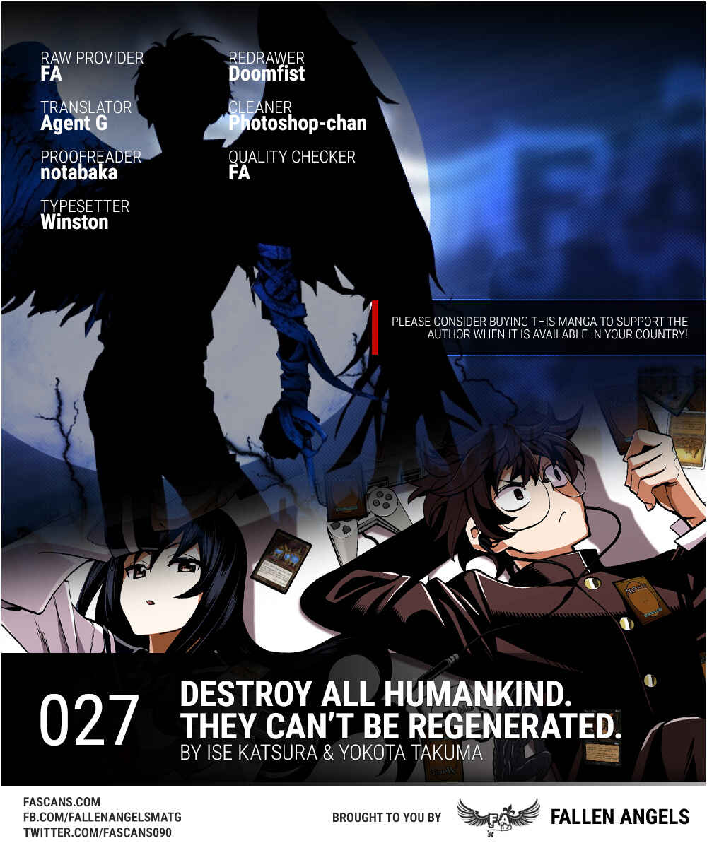 Page 1 Chapter 27 Subete no Jinrui wo Hakai Suru. Sorera wa Saisei Dekinai.