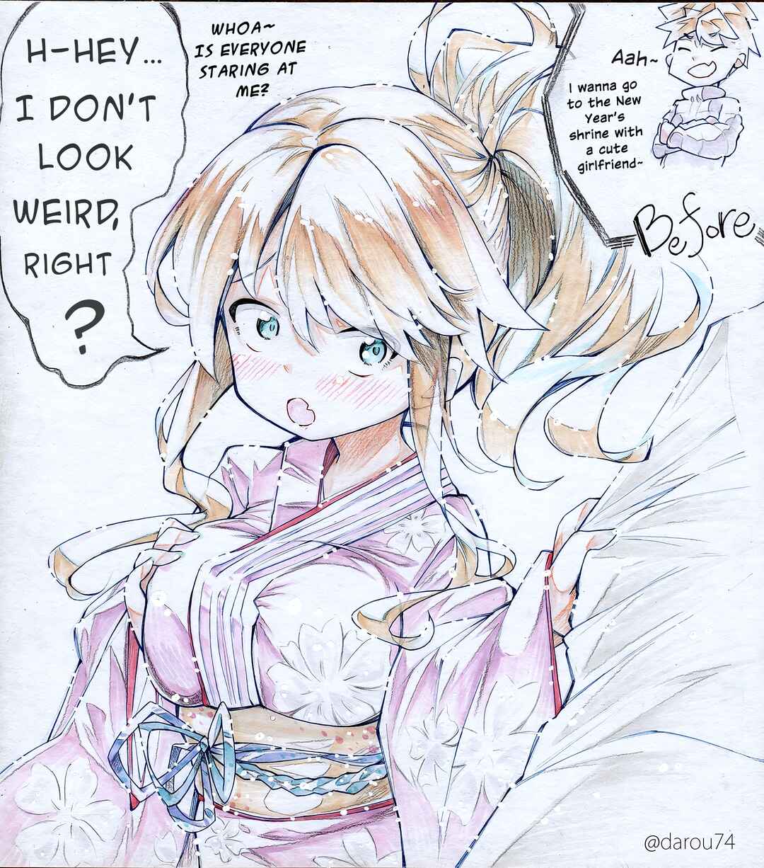Page 1 Chapter Unknown_968b New Years TS Girl Before & After Illustration Board