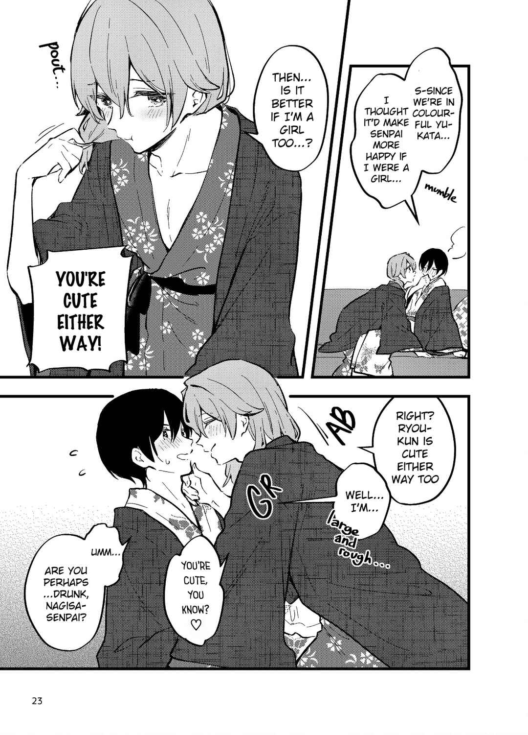 Page 23 Chapter Unknown_5efb Zenbu Kimi no Sei - Otoko ni mo Onna ni mo Naru Couple ga Onsen Ryokou no Tsumori de LoveHo ni Iku Hanashi (Doujinshi)