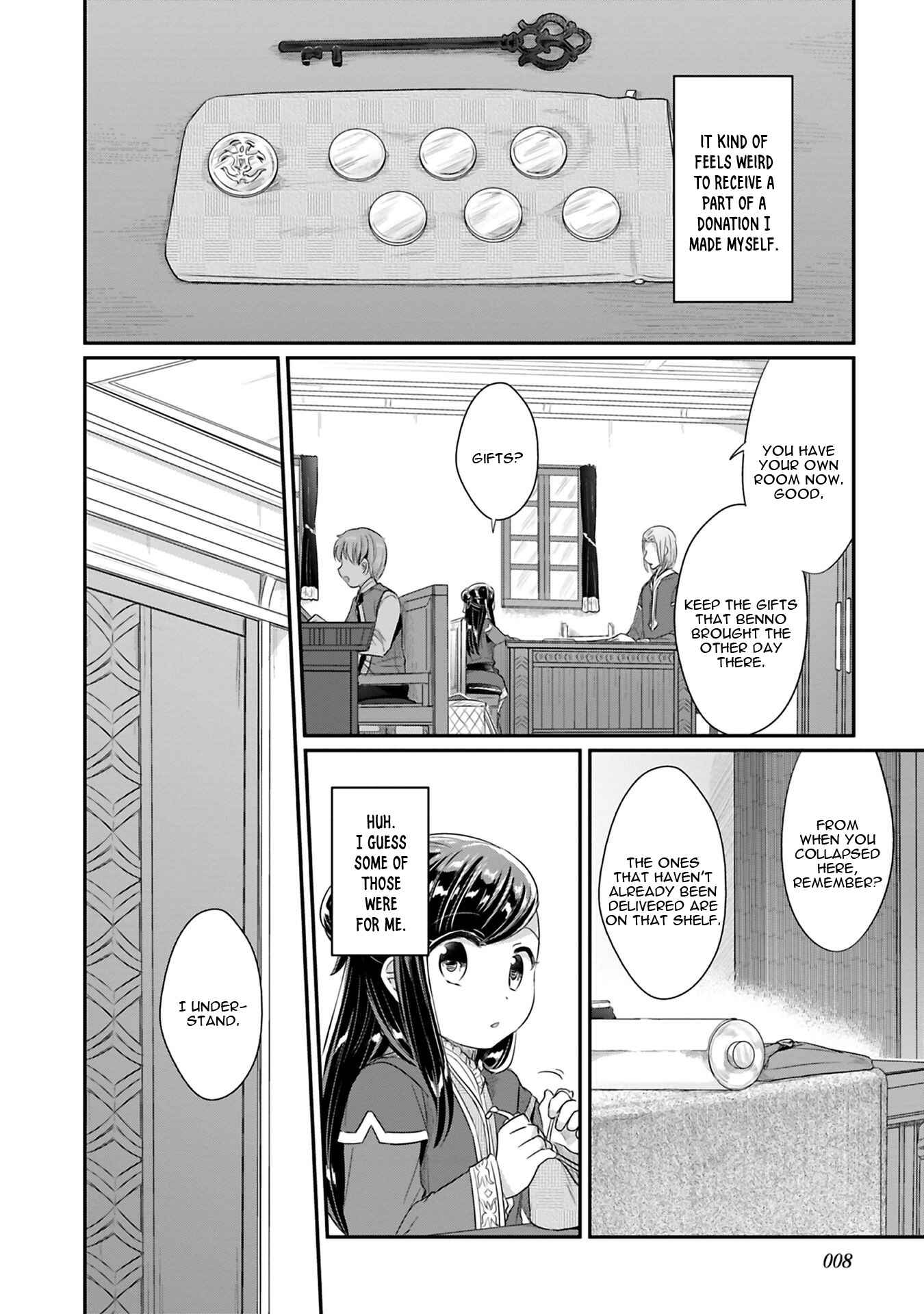 Page 10 Chapter 5 Honzuki no Gekokujou: Shisho ni Naru Tame ni wa Shudan o Erandeiraremasen—Dai 2-bu: Hon no Tamenara Miko ni Naru!