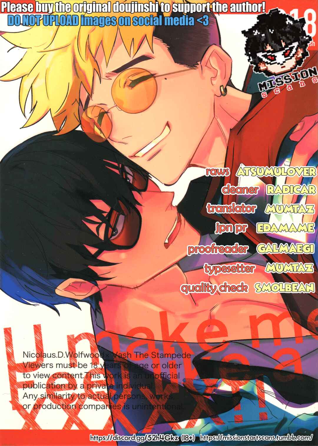 Page 1 Chapter Unknown_5f6b Trigun Stampede - U make me feel like a XXXXX!! (Doujinshi)