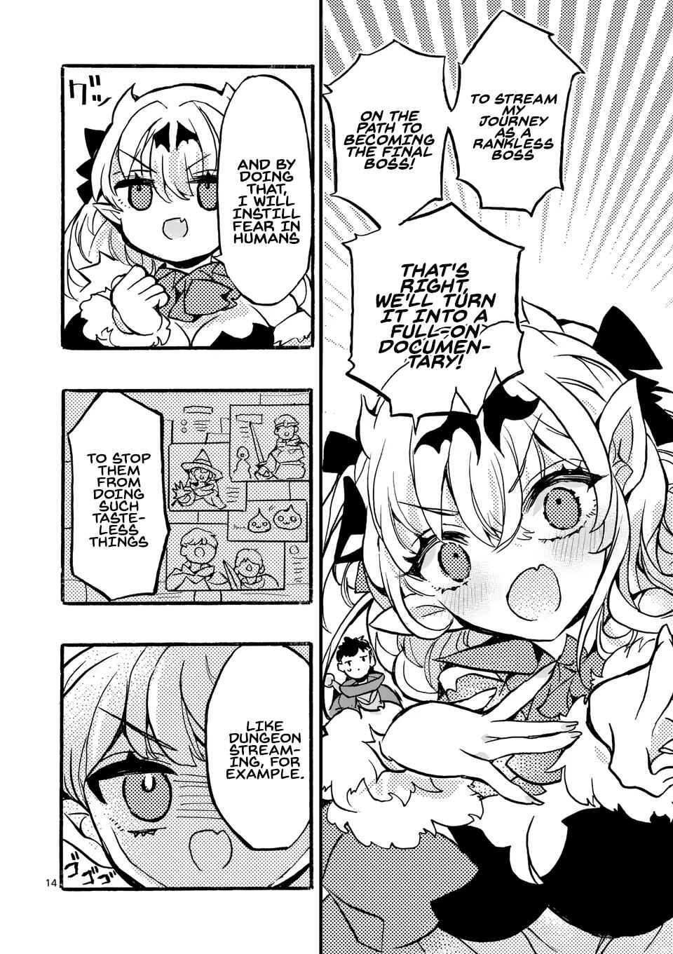 Page 14 Chapter 2.1 Yamiochi Yuusha no Haishin Haishin ~Tsuihousare, Kakushi Boss Beya ni Hourikomareta Kekka, Boss to Tansakushagari Haishin wo Hajimeru~