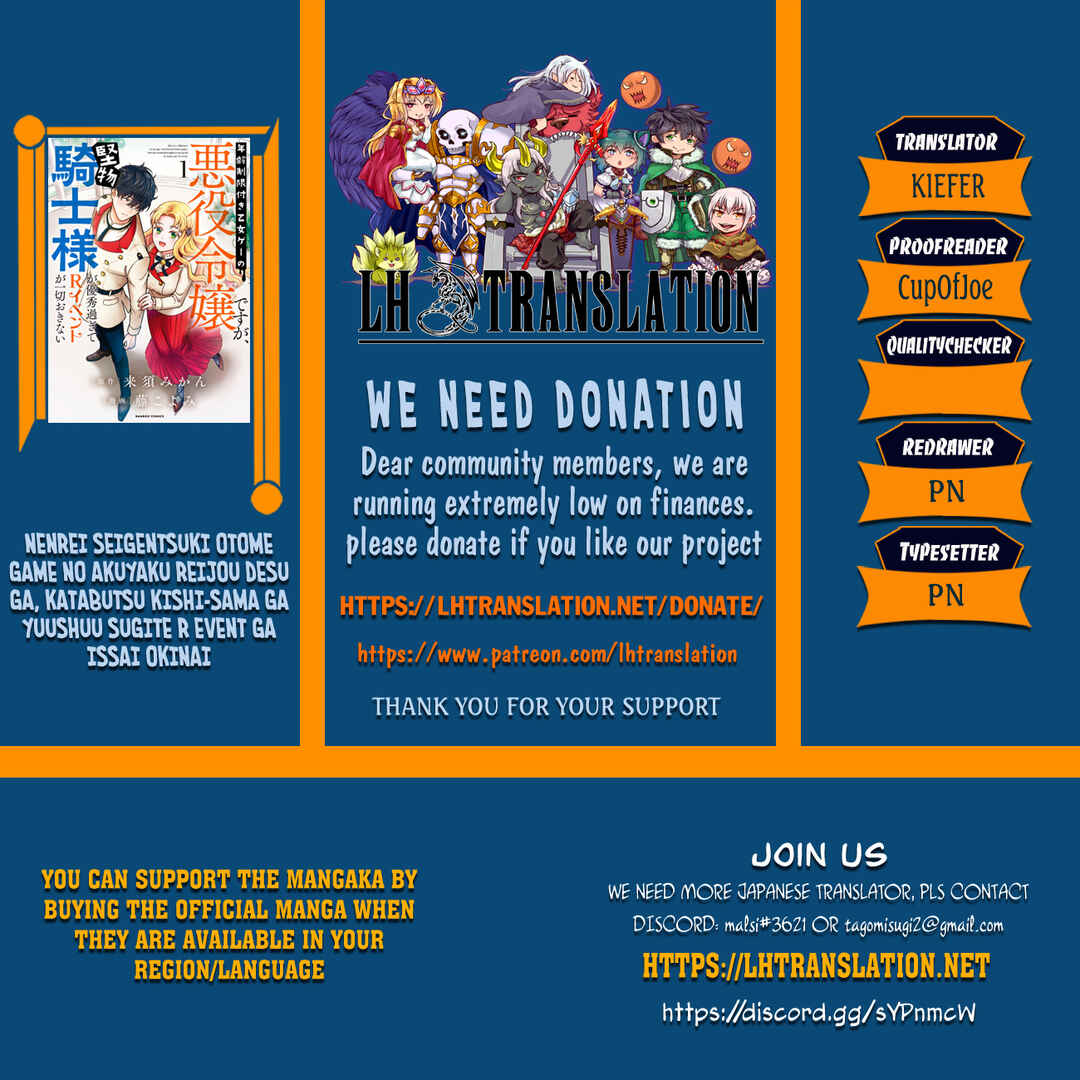 Page 1 Chapter 4 Nenrei Seigentsuki Otome Game no Akuyaku Reijou desu ga, Katabutsu Kishi-sama ga Yuushuu Sugite R Event ga Issai Okinai