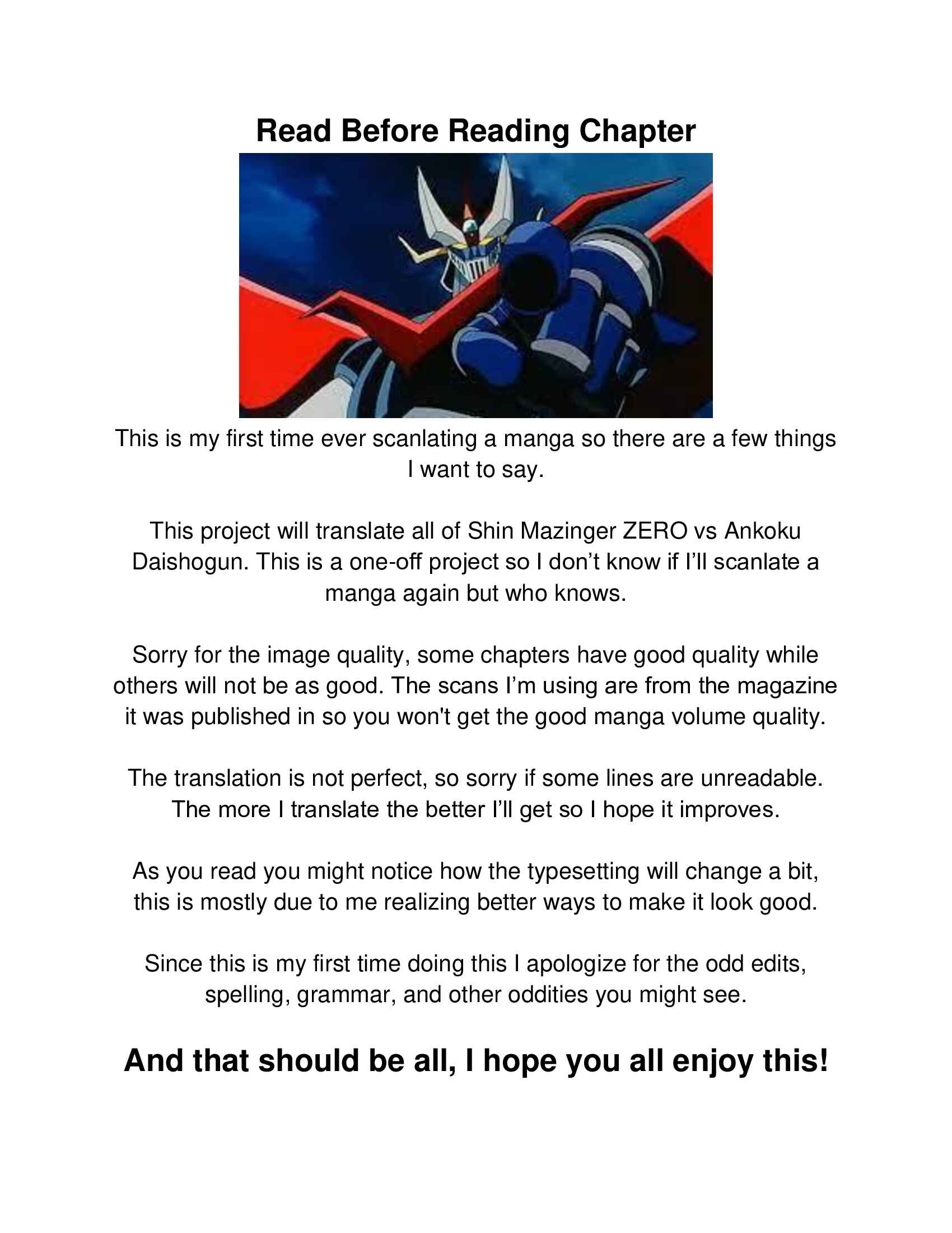 Page 1 Chapter 9 Shin Mazinger Zero vs. the Great General of Darkness