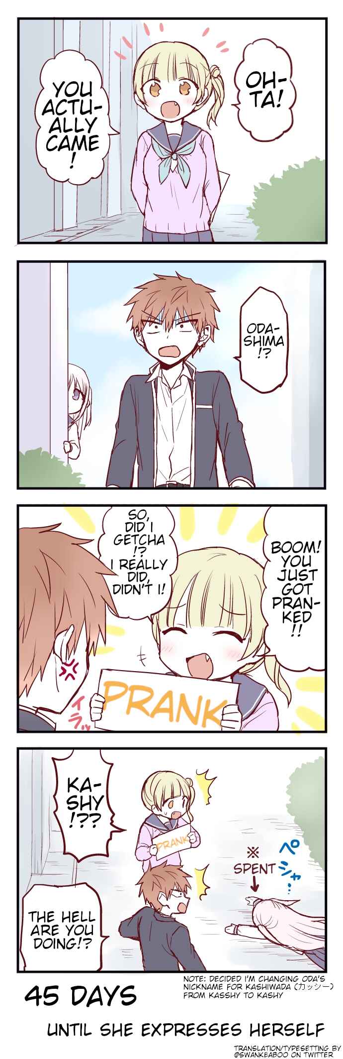 Page 1 Chapter 55 100-nichigo ni Kao ni Deru Kashiwada-san