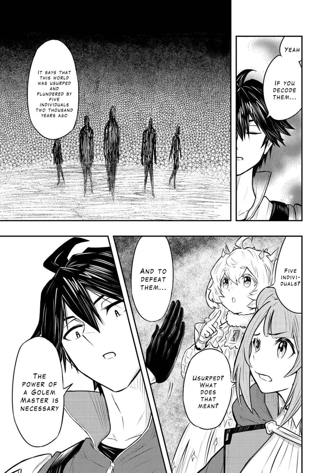 Page 13 Chapter 4 Outo One Ope Golem Master. Masakano Tsuihou!? ~Jiyuu no mi ni Nattanode Deshi no Bijin Yuusha-tachi to Issho ni Saikyou Gouremu Tsukurimasu. Modotte Koi to Iwarete mo Mou Shiran!~