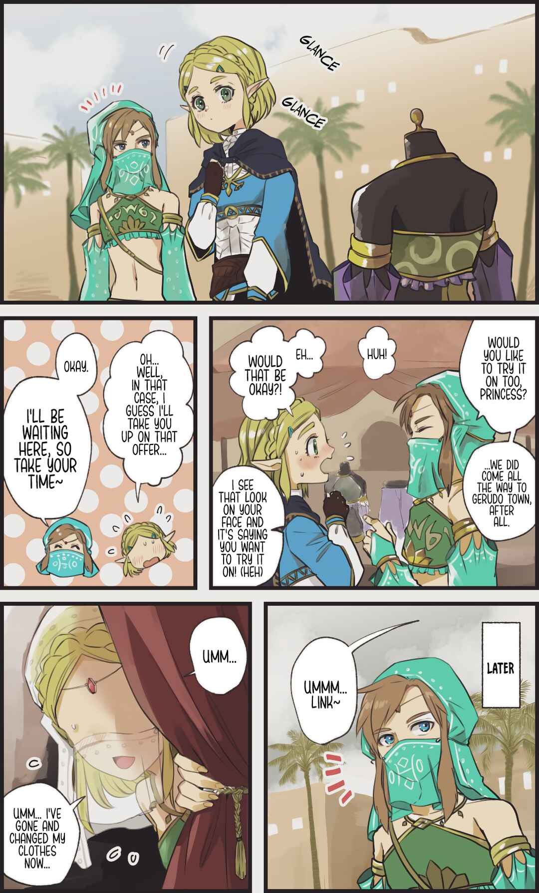 Page 1 Chapter Unknown_f370 The Legend of Zelda: Breath of the Wild -I Know About a Store in Gerudo Town that Sells a White Outfit
