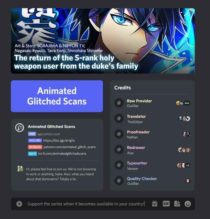 Page 1 Chapter 1 The Return of the S-Rank Holy Weapon User From the Duke’s Family