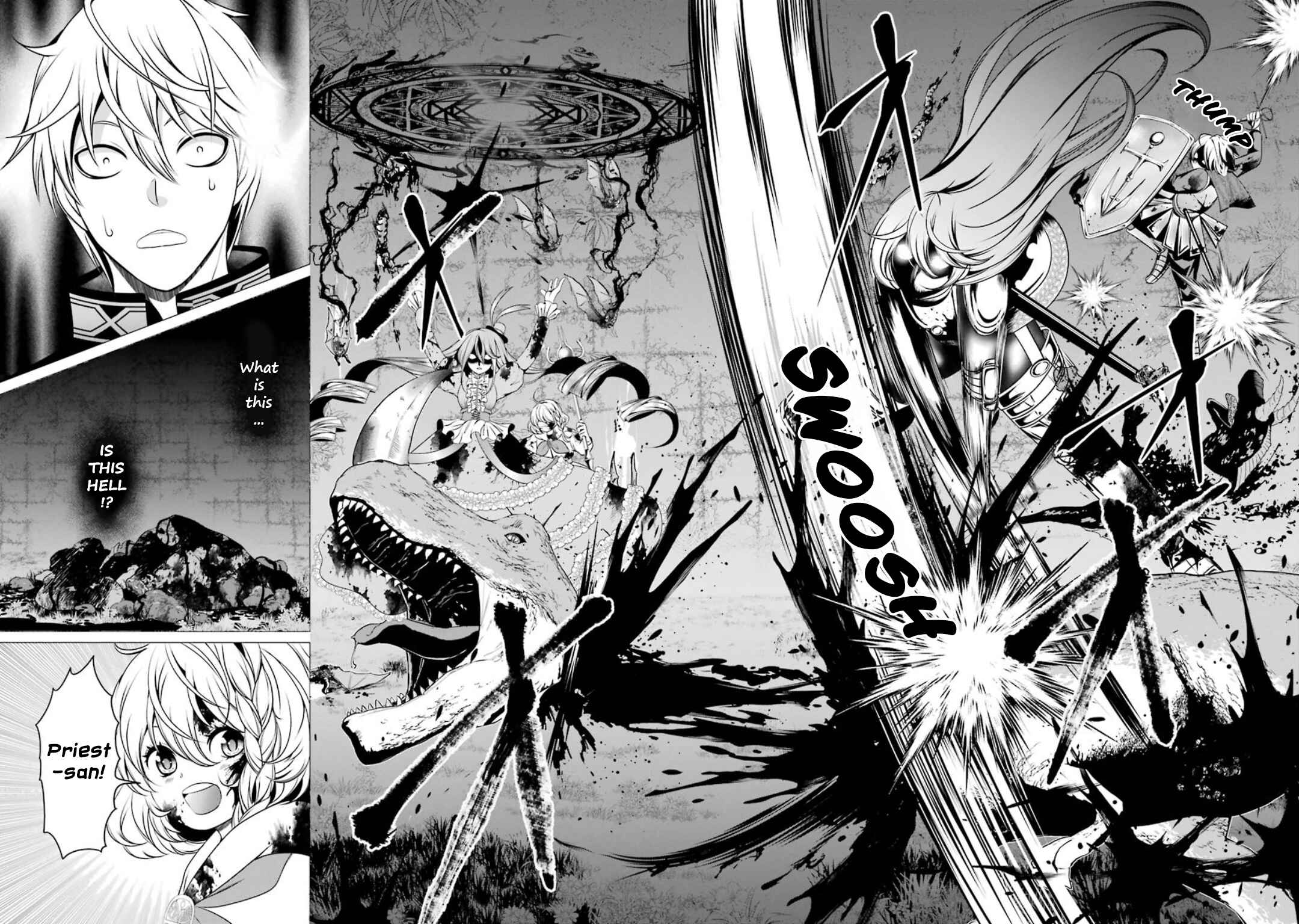 Page 36 Chapter 5 Im Working at the Church as a Priest, but I Want to Be Cut Some Slack from the Mutilated Bodies of the Heroes that Keep Getting Sent to Me