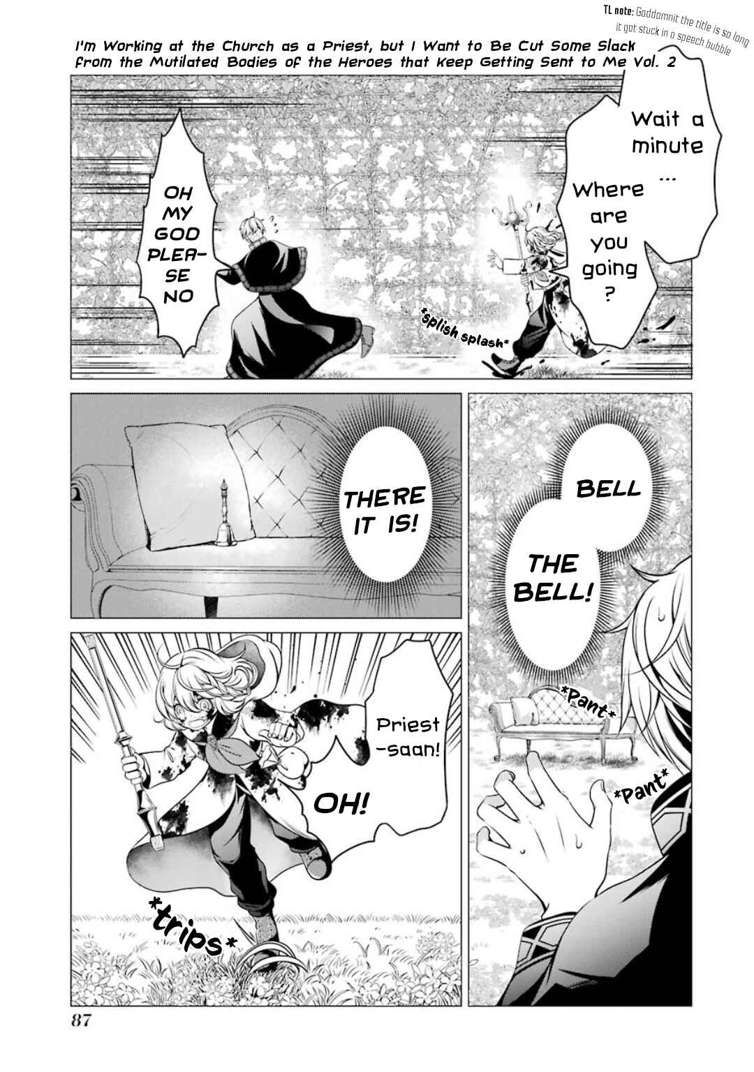 Page 38 Chapter 5 Im Working at the Church as a Priest, but I Want to Be Cut Some Slack from the Mutilated Bodies of the Heroes that Keep Getting Sent to Me