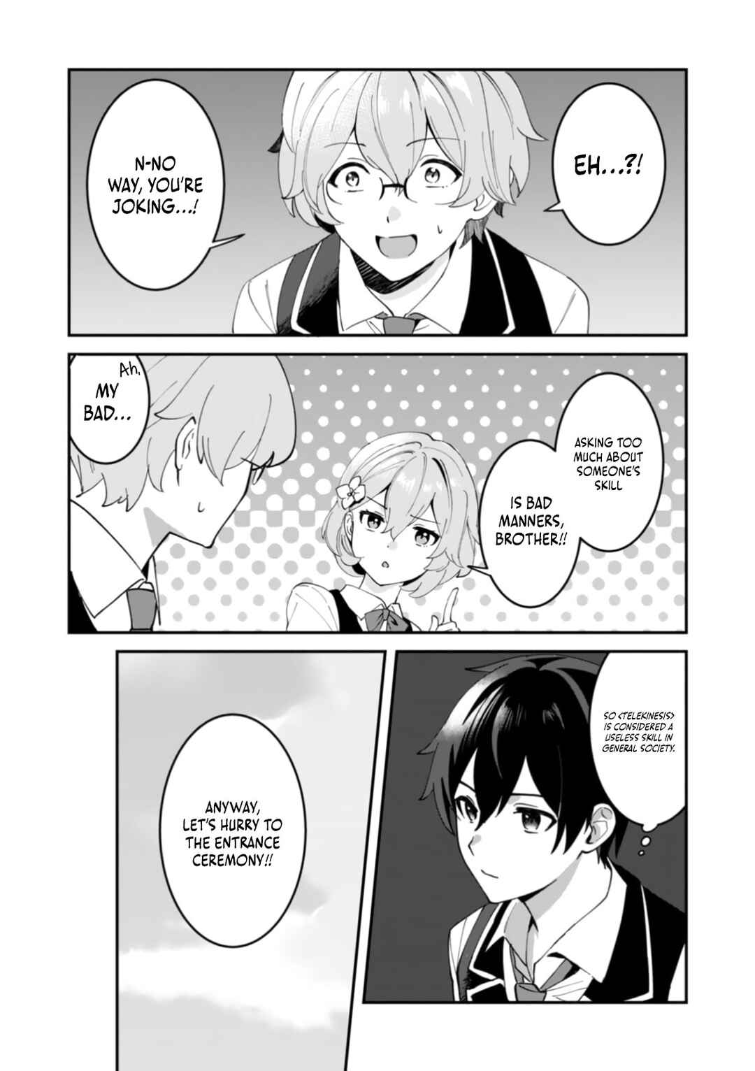 Page 14 Chapter 3 Hazure Skill Nendouryoku (Tadashi Level MAX) de Musou suru ~Te wo Kazasu Dake desu. Eishou to ka Hissatsu Waza to ka Irimasen. Nenjiru Dake de Taosemasu~