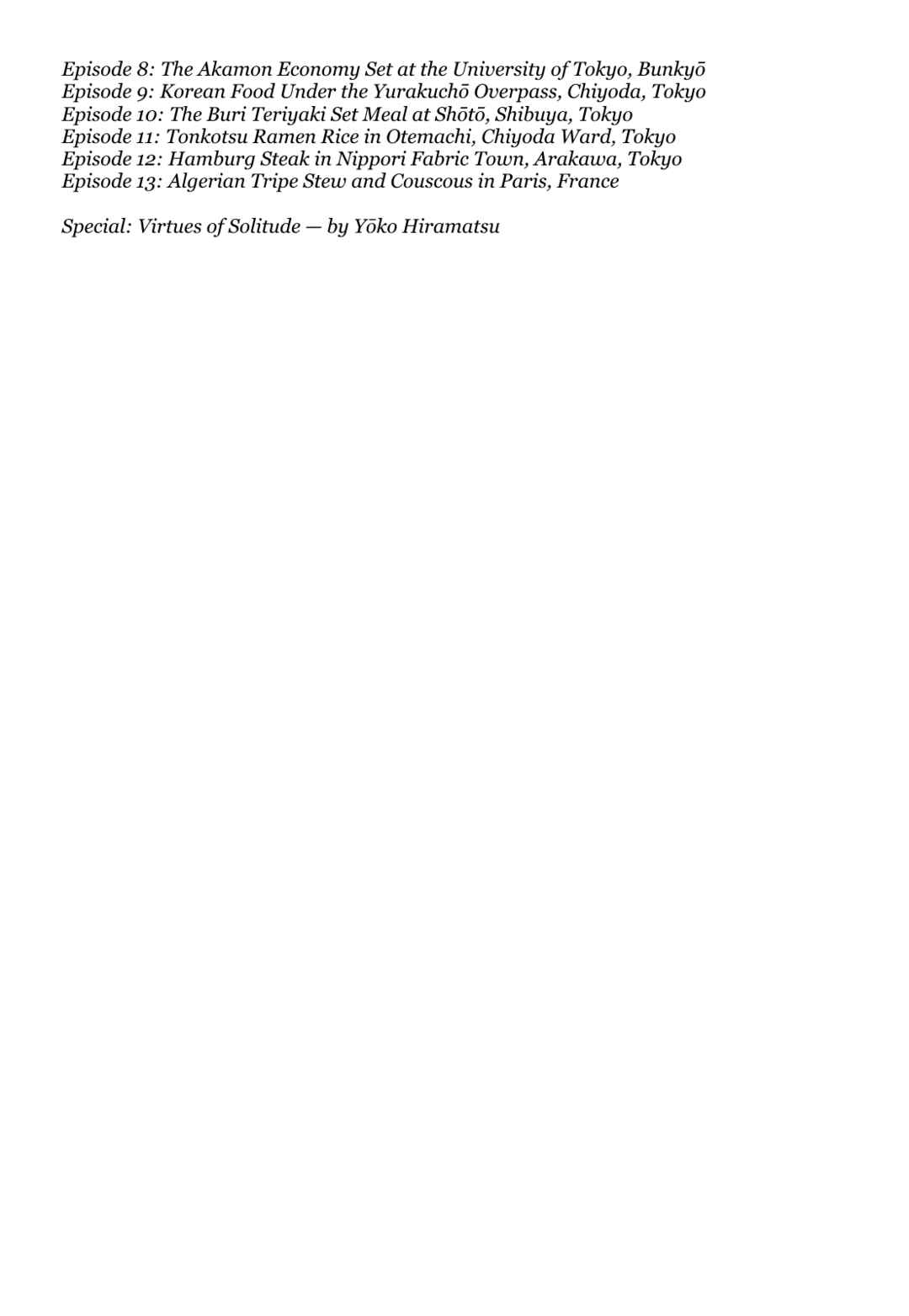 Page 8 Chapter 1 The Solitary Gourmet