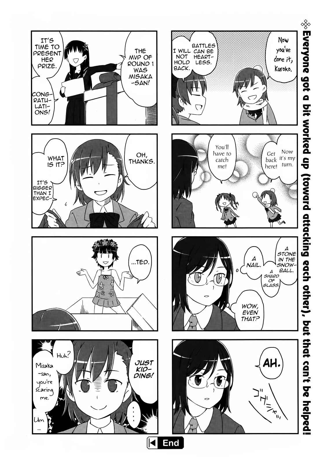 Page 8 Chapter 27 4-koma Koushiki Anthology - Toaru Kagaku no Railgun x Toaru Majutsu no Index