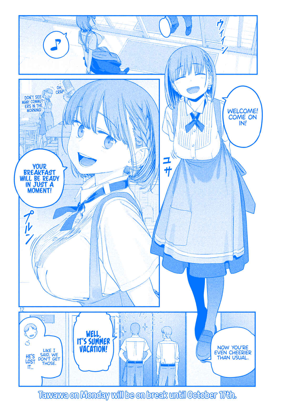 Page 12 Chapter 56 Getsuyoubi no Tawawa (Blue) (Fan Colored)