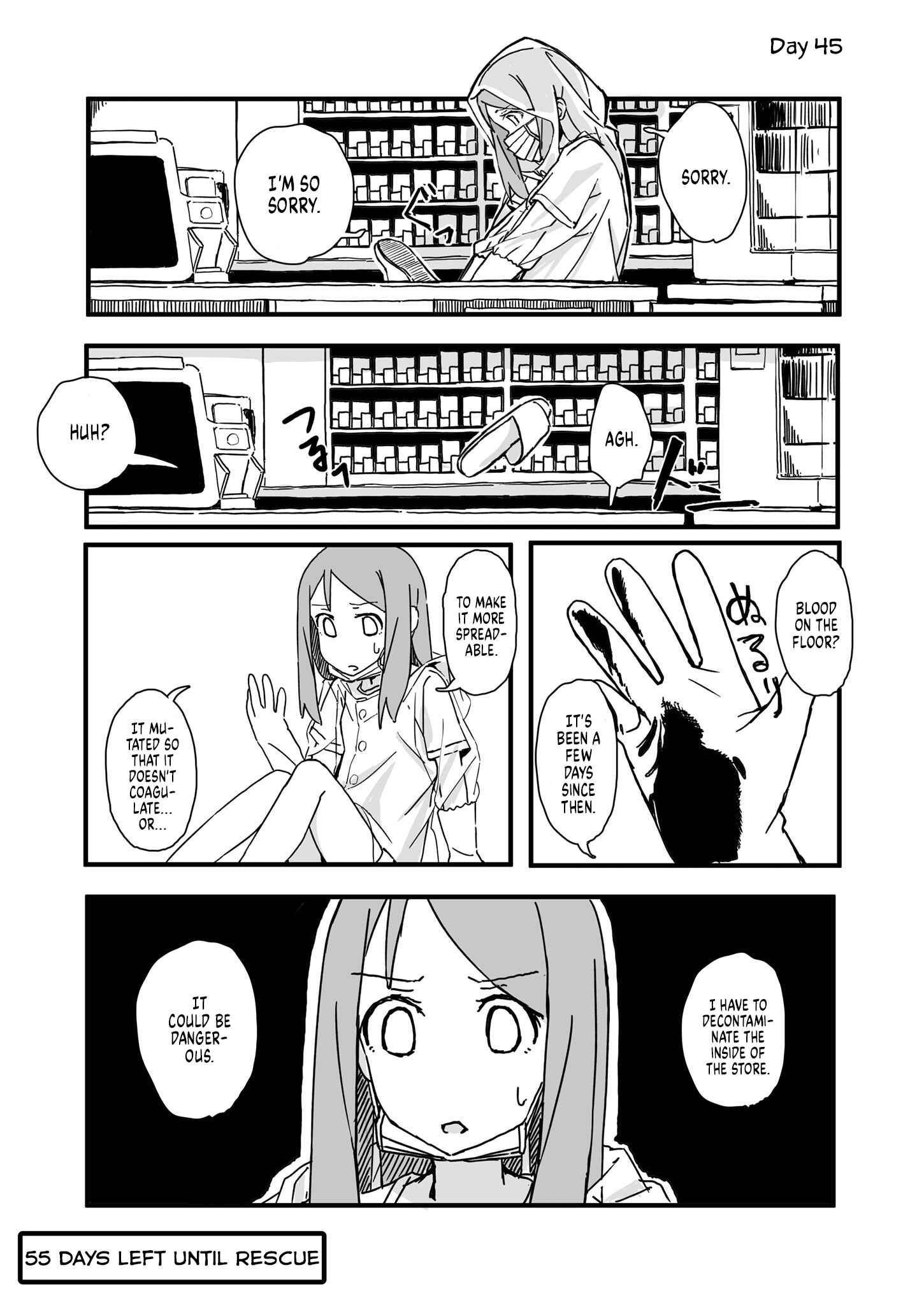 Page 1 Chapter 45 Convenience Store of the Dead ~The Convenience Store Clerk Will Get Rescued in 100 Days~