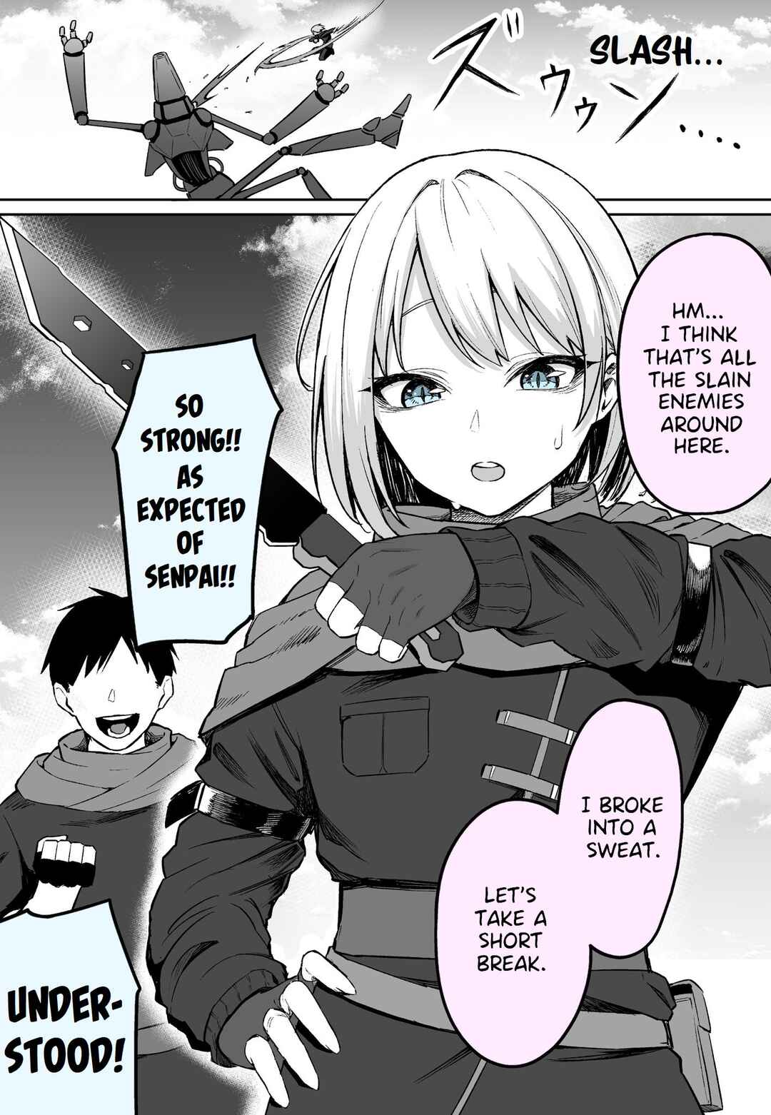 Page 1 Chapter Unknown_9e33 Sentou Robot Hunter no Senpai to Kyuukei Shitara…