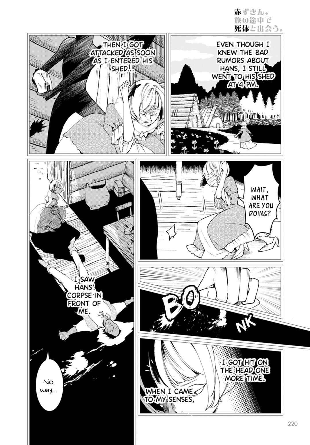 Page 19 Chapter 2 Akazukin, Tabi no Tochuu de Shitai to Deau.