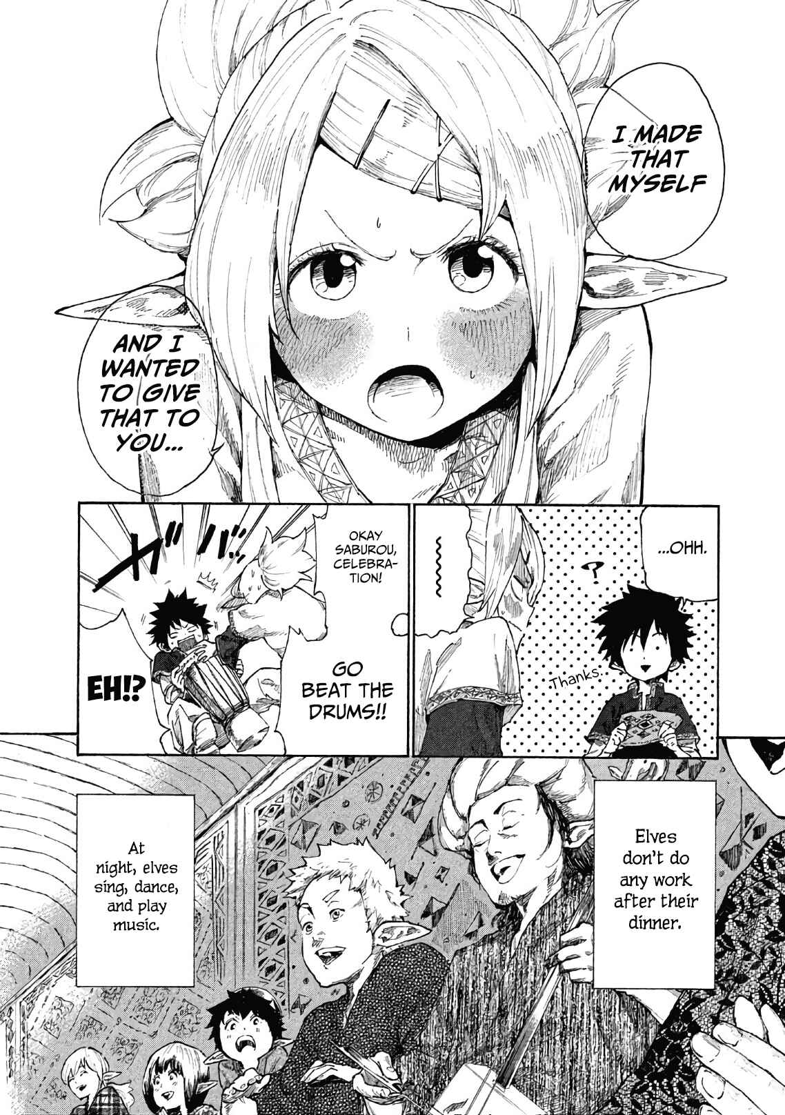 Page 10 Chapter 4 Mazumeshi Elf to Yuuboku gurashi
